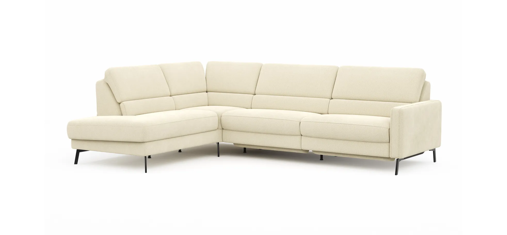 Ecksofa Valera - Ecke mit 3-Sitzer rechts inkl. Rückenlehne verstellbar und Relaxfunktion motorisch, Stoff, Natur