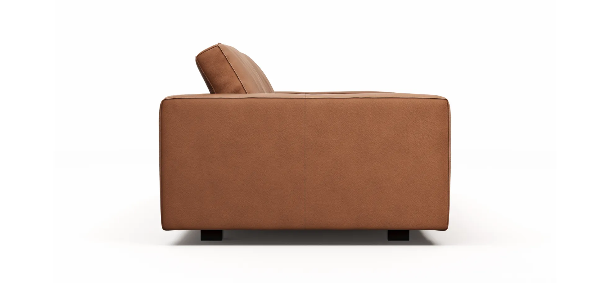Sofa Aprino 2 - 3,5-Sitzer L, Dickleder, Cognac, Armlehne Block schmal