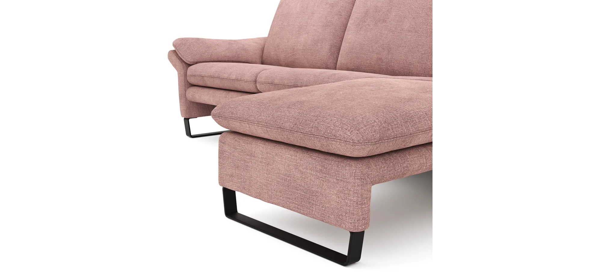 Ecksofa Tenero - 2-Sitzer mit Longchair rechts, Stoff, Helles Rosa