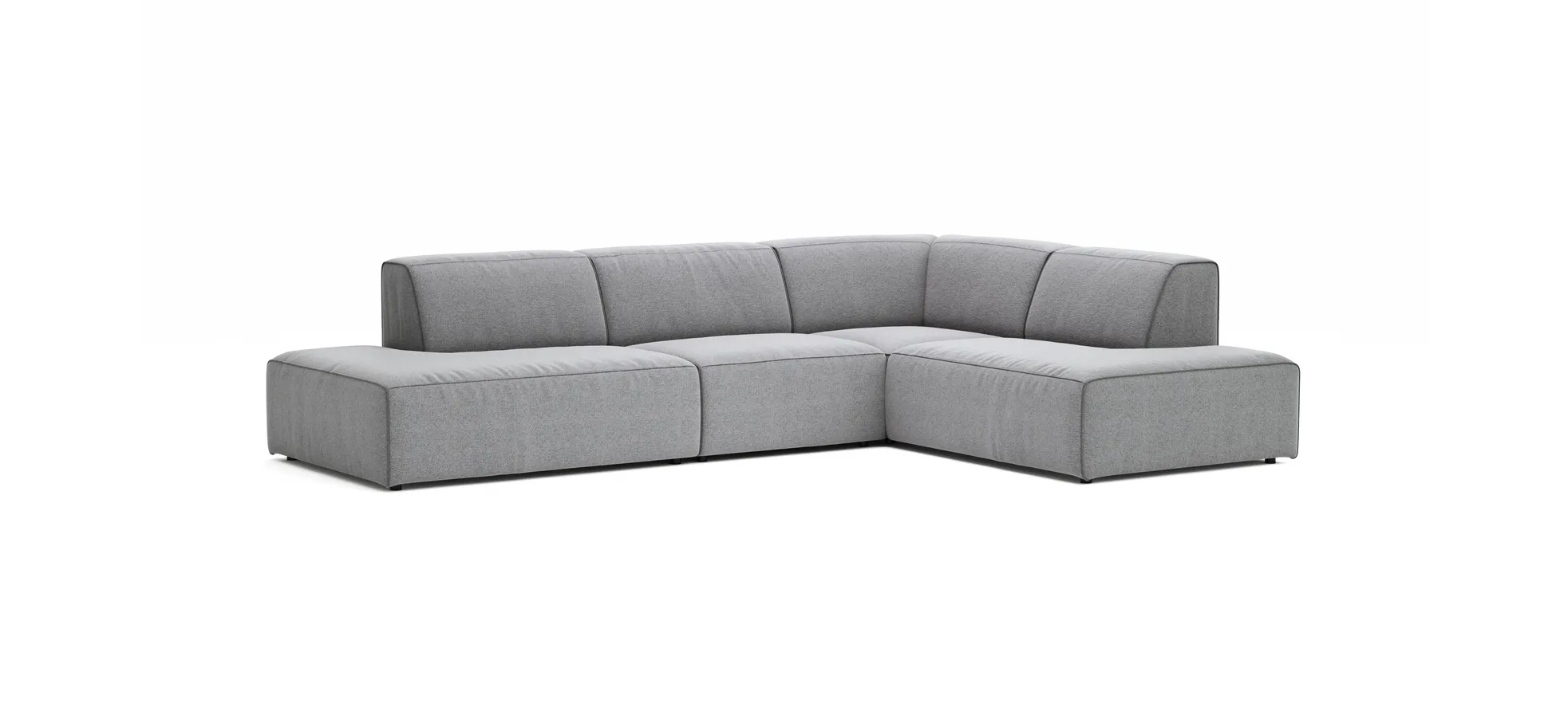 Ecksofa Elementos - Abschlusselement mit 1-Sitzer und Ecke rechts, Stoff, Grau