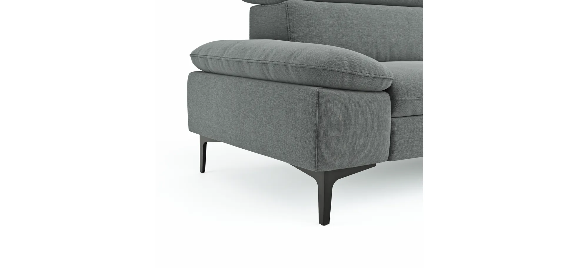 Sofa Felipa - 3-Sitzer inkl. Kopfteil verstellbar, Stoff, Grau
