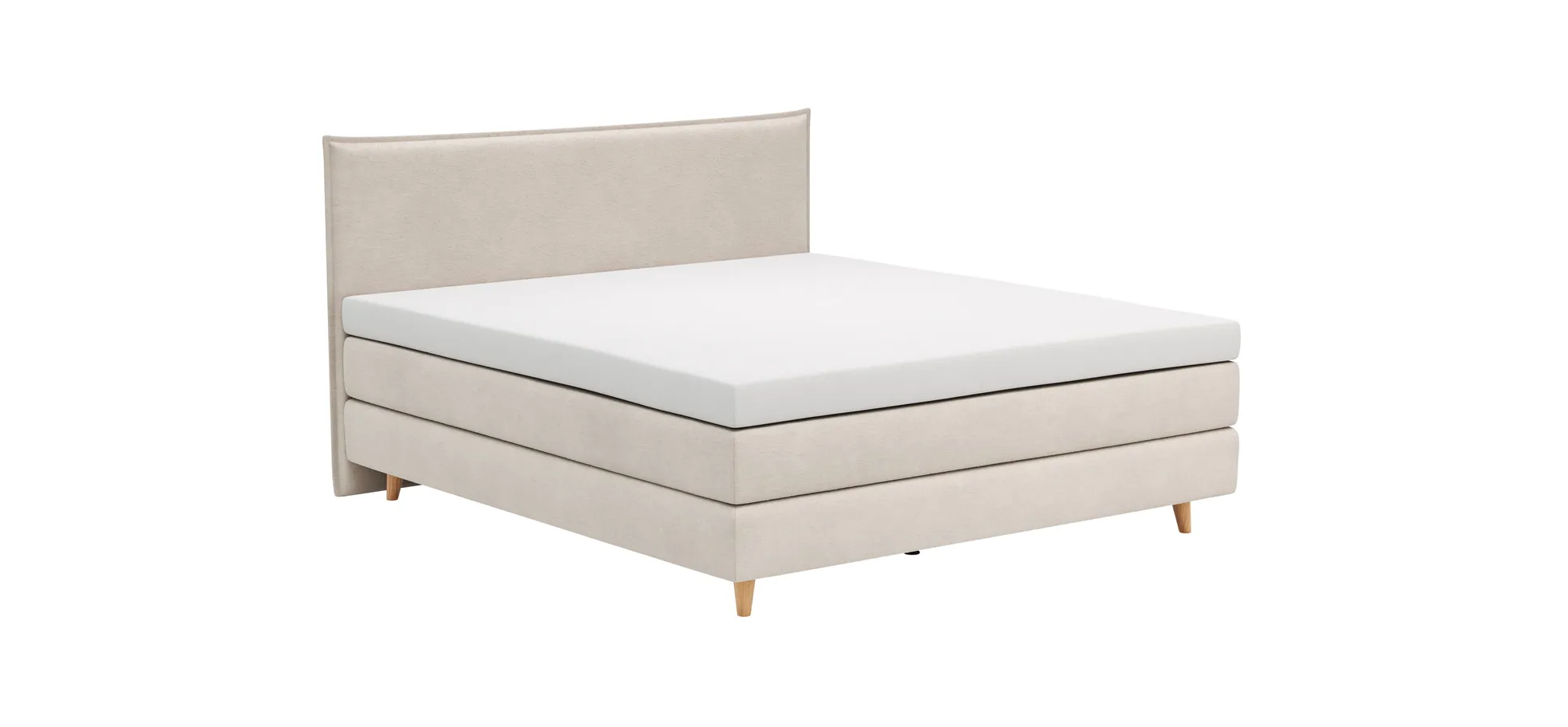 Boxspringbett Aspö - Liegefläche ca. 180x200 cm, Stoff, Ecru