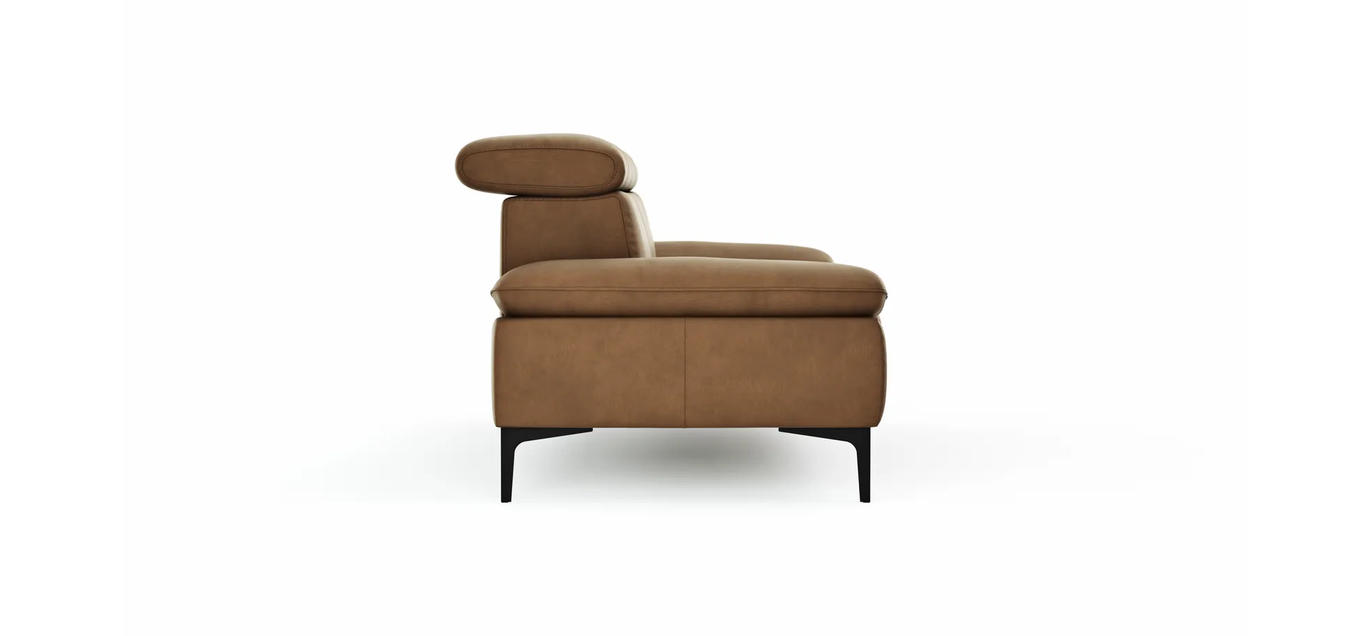 Sofa Felipa - 3-Sitzer inkl. Kopfteil verstellbar, Leder, Cognac
