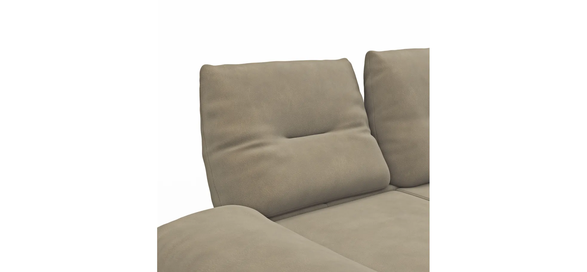 Sofa Lucero - 2,5-Sitzer inkl. Drehsitze und Armlehne/Rückenlehne und Sitztiefe verstellbar, Leder, Taupe 