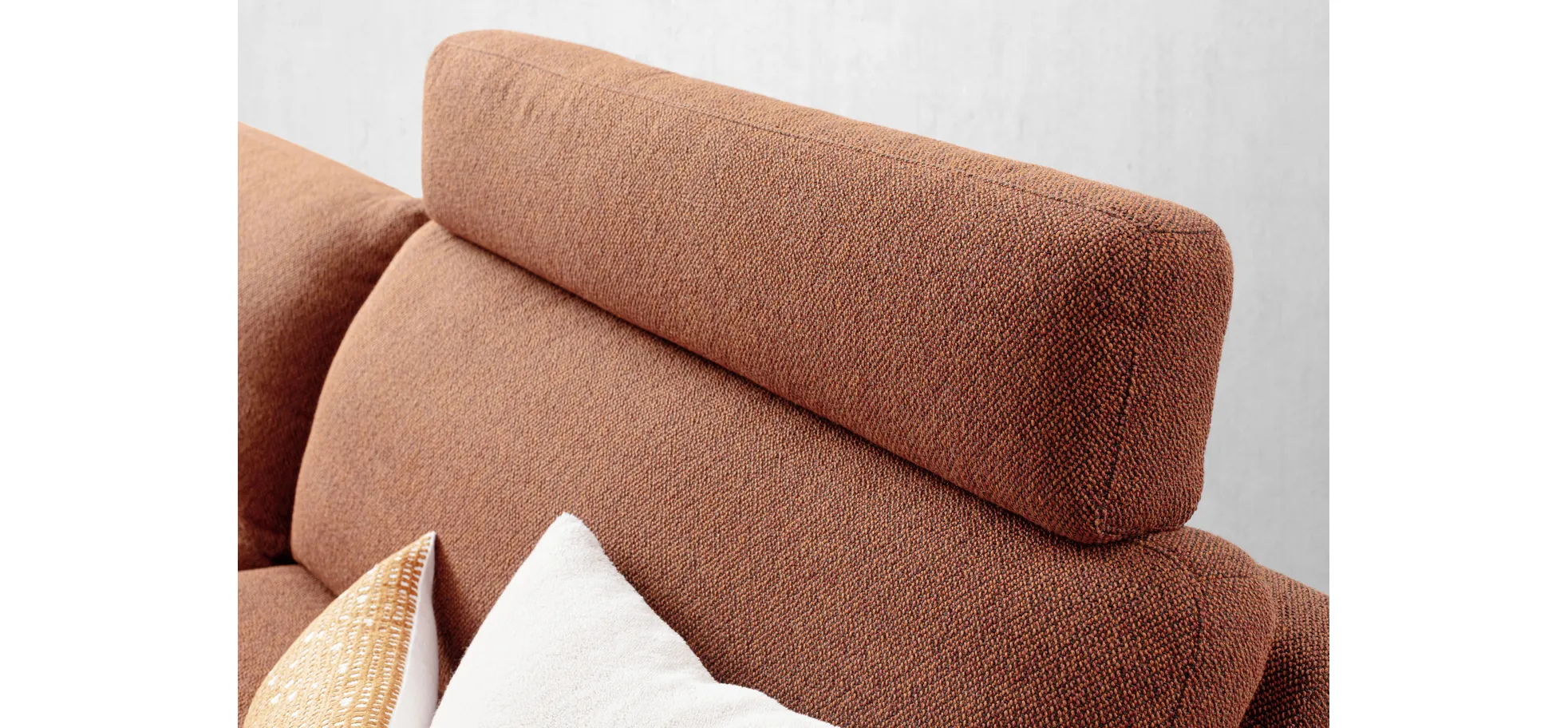 Ecksofa Enna - Longchair links mit 1,75-Sitzer, Stoff, Terracotta