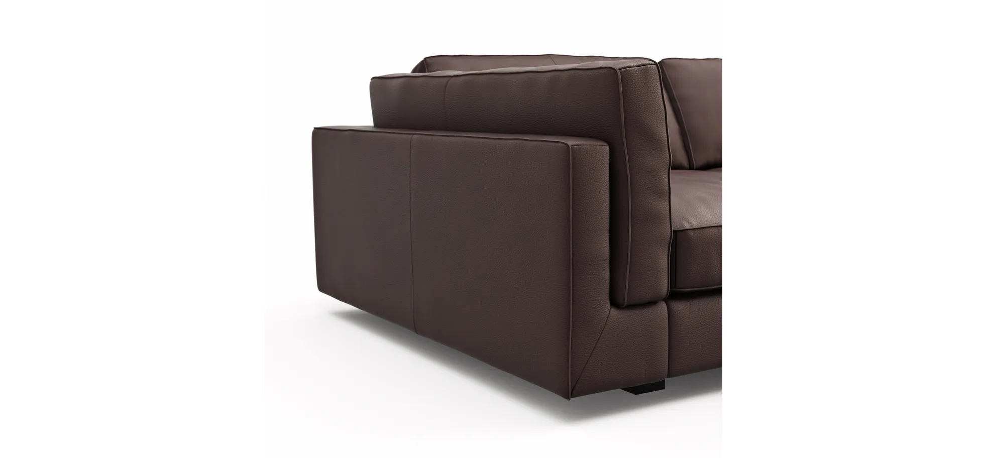 Sofa Aprino 3 - 3,5-Sitzer XXL, Dickleder, Dunkelbraun, Armlehne Kissen