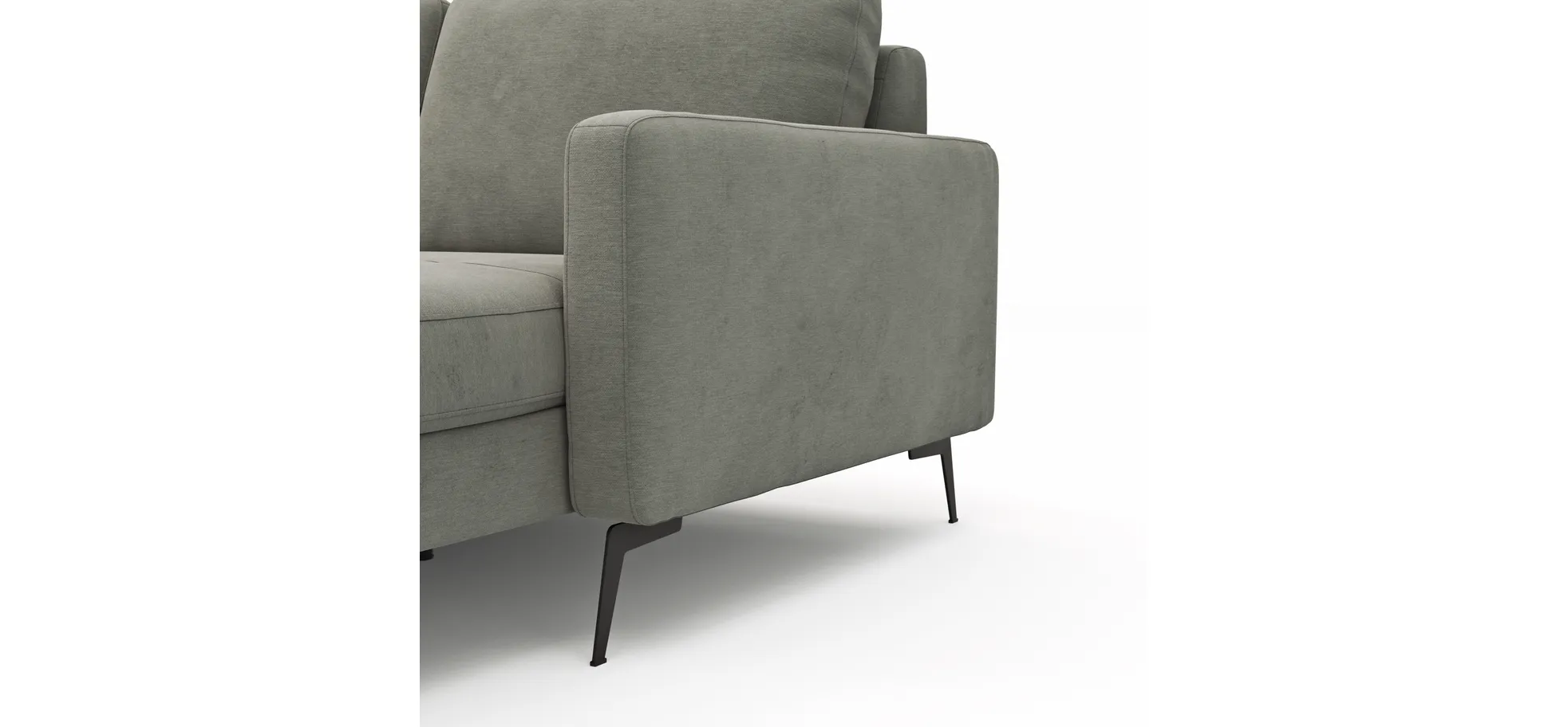 Wohnlandschaft Enna - Ecke links, 2,5-Sitzer, Longchair rechts, Stoff, Grau
