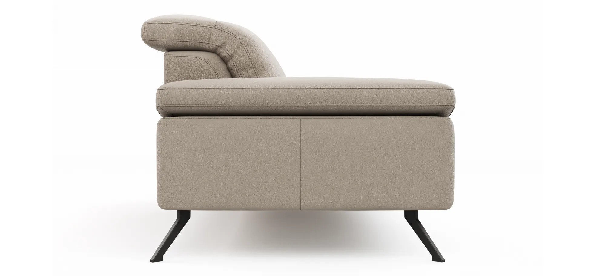 Sofa Rafaela 2.0 - 2,5-Sitzer inkl. Kopfteil verstellbar, Leder, Champagner