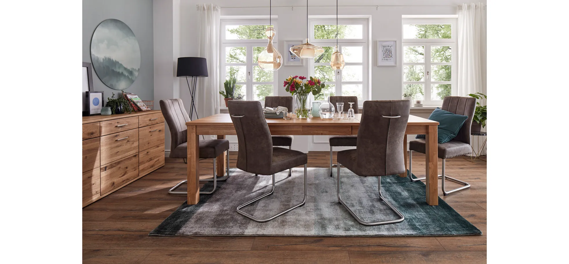 Esstisch Dinner - verlängerbar, LB ca. 160x90 cm, Wildeiche massiv