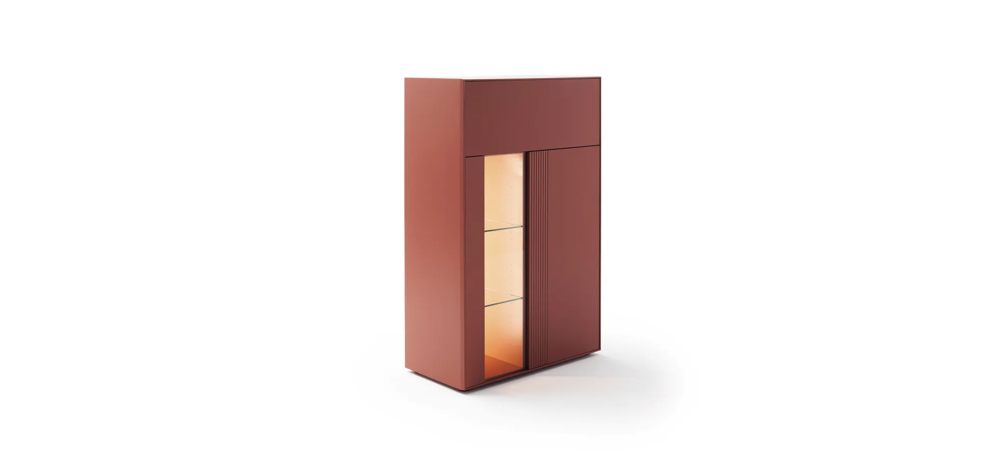 Highboard Colore - mit Beleuchtung, BHT ca. 90x144x45 cm, Lack, Samtbeere 145333