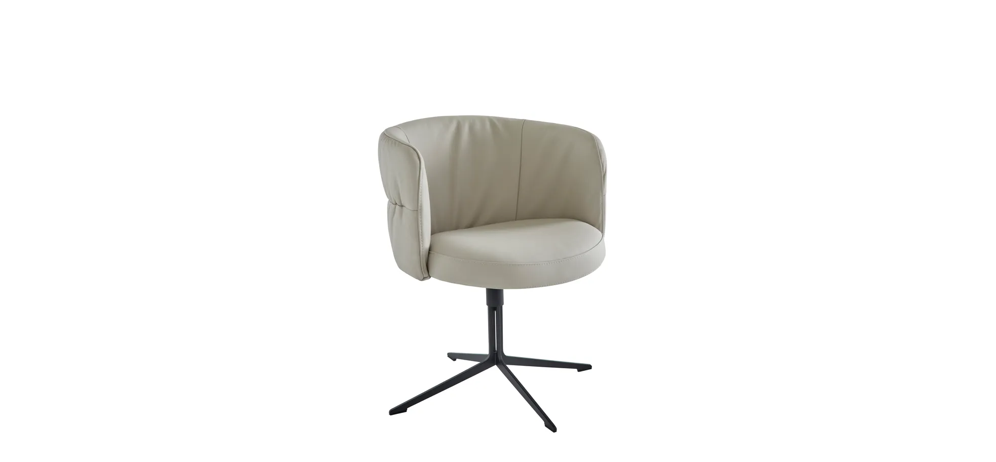 Armlehnstuhl Milana - drehbar, Leder, Offwhite