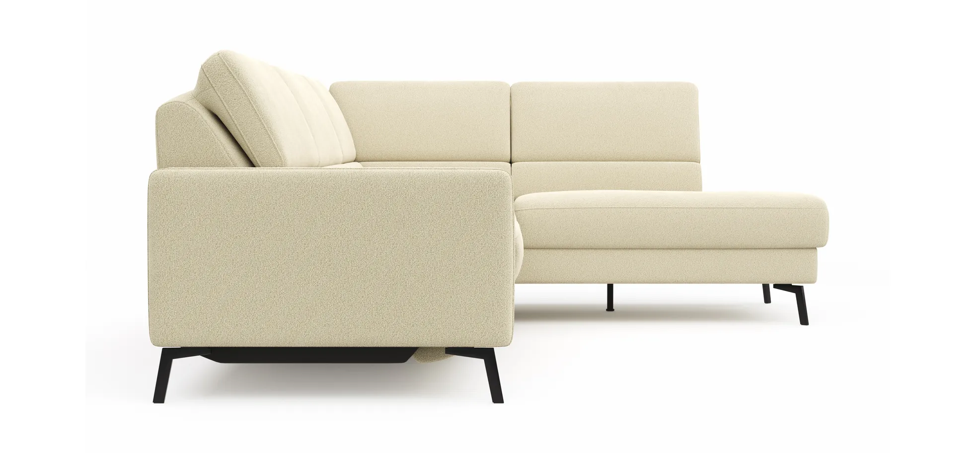 Ecksofa Valera - 3-Sitzer mit Ecke rechts inkl. Rückenlehne verstellbar und Relaxfunktion motorisch, Stoff, Natur