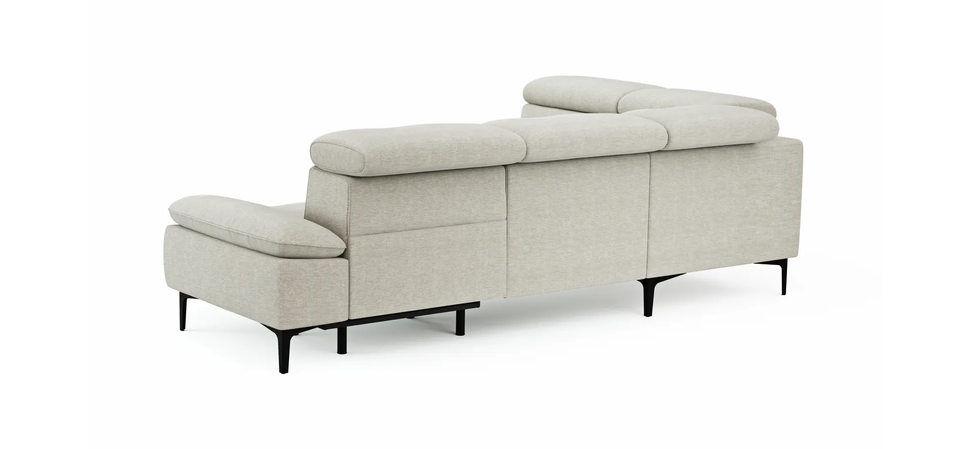 Ecksofa Felipa - Ecke links mit 2,5-Sitzer inkl. Armlehne verstellbar und Rückenlehne/Sitztiefe verstellbar (motorisch), Stoff, Natur