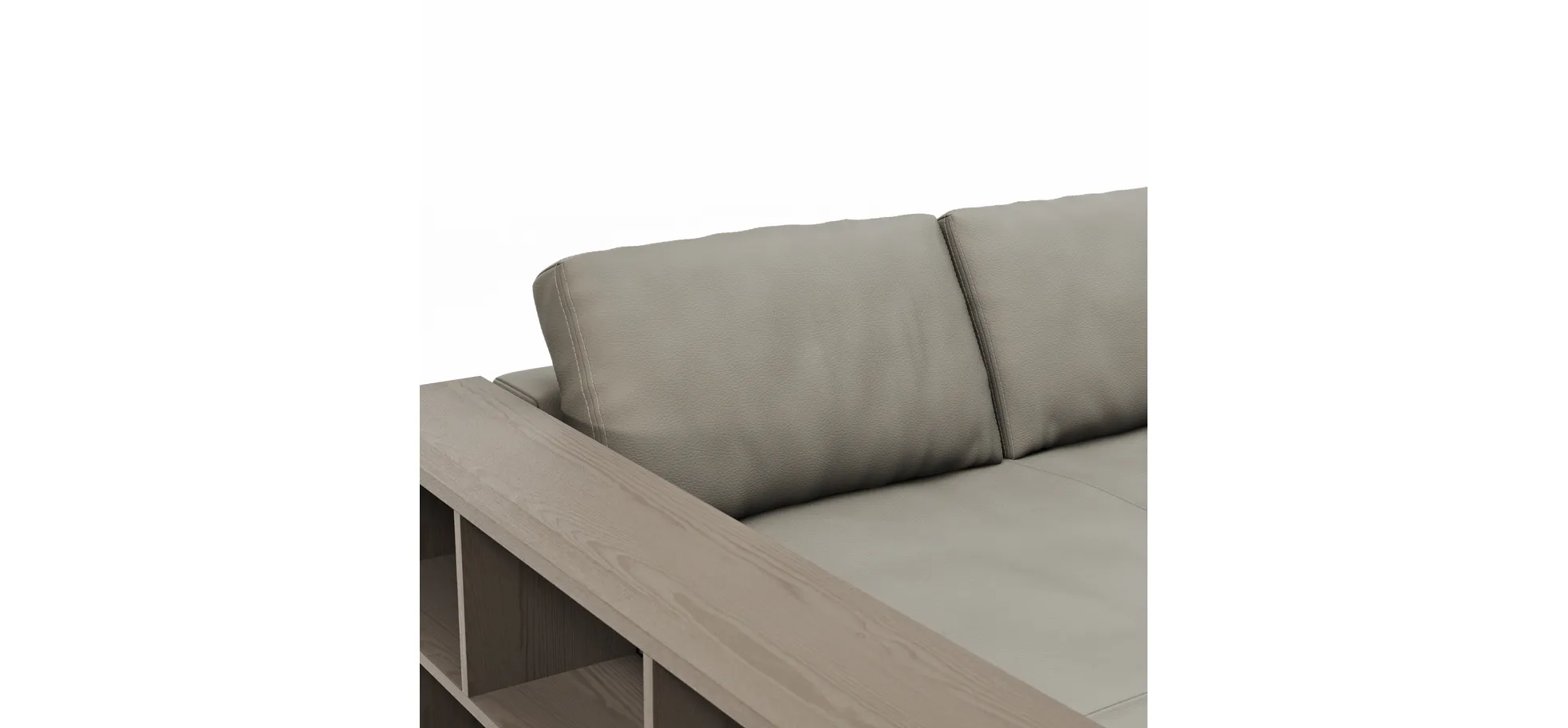Ecksofa Aprino 1 - Longchair links mit 2,5-Sitzer, Leder, Grau