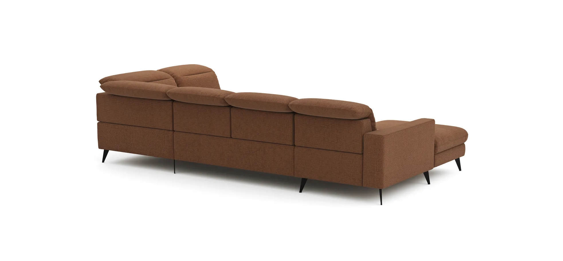 Wohnlandschaft Alegria - Longchair links mit 2,5-Sitzer und Ecke rechts inkl. Kopfteil/ Sitztiefe verstellbar, Stoff, Kurkuma