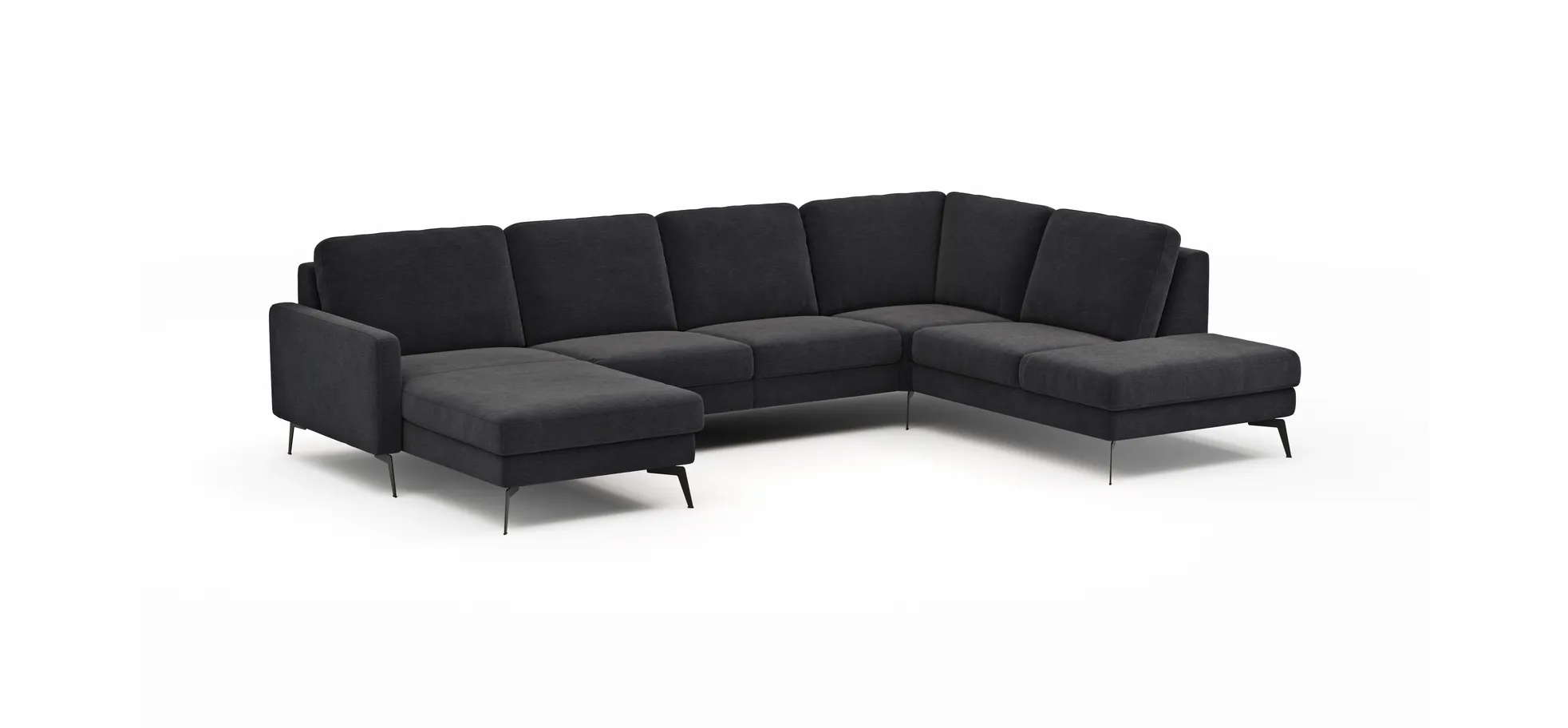 Wohnlandschaft Enna - Longchair links, 2,5-Sitzer, Ecke rechts, Stoff, Anthrazit