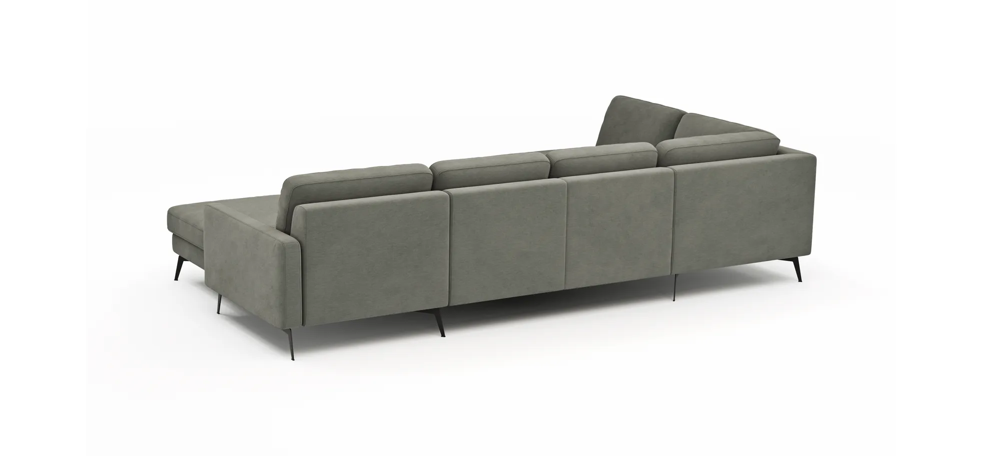 Wohnlandschaft Enna - Ecke links, 2,5-Sitzer, Longchair rechts, Stoff, Grau