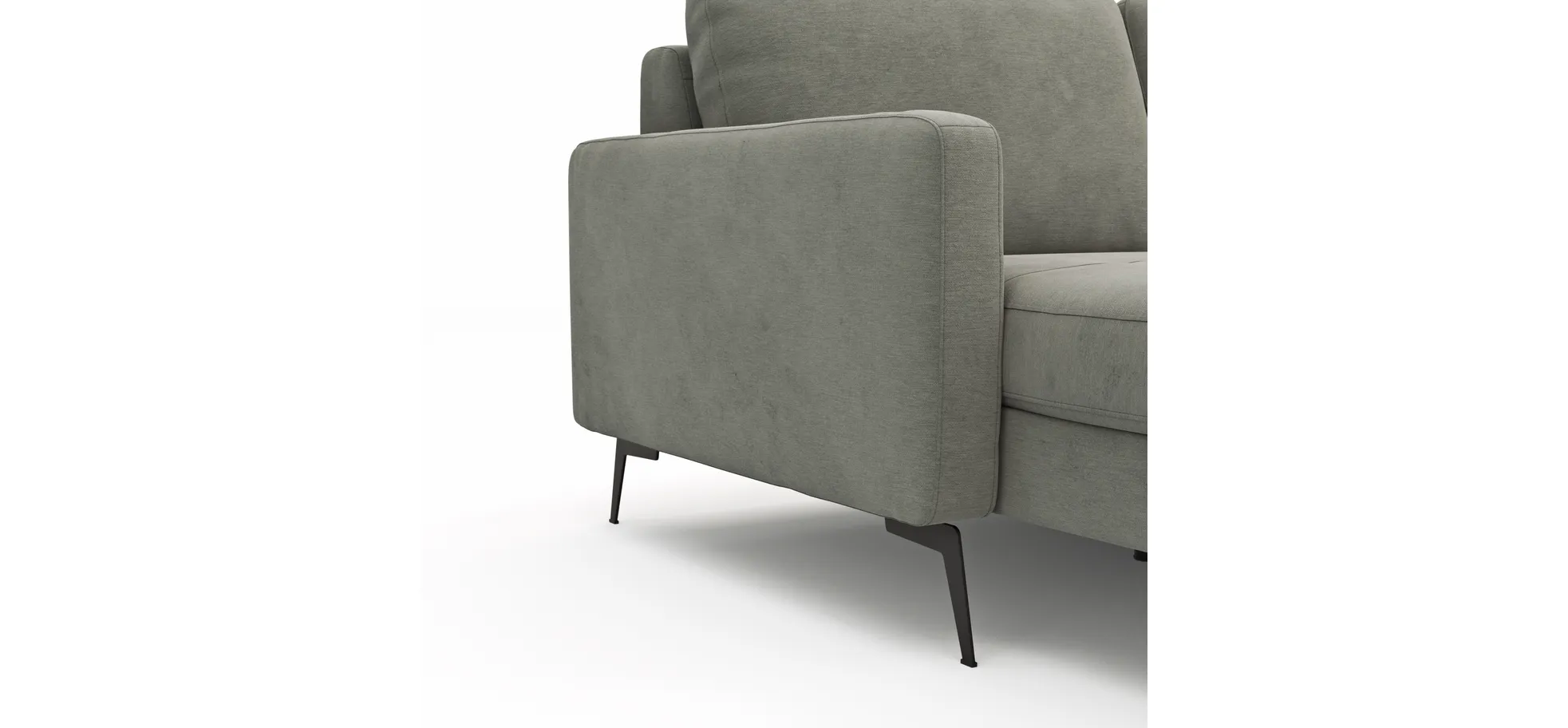 Wohnlandschaft Enna - Longchair links, 2,5-Sitzer, Ecke rechts, Stoff, Grau
