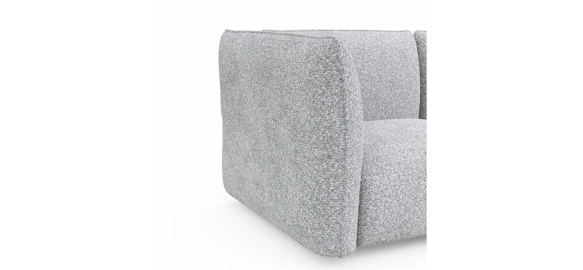 Trapezsofa Motone - 2-Sitzer mit Ecke rechts, Stoff, Hellgrau