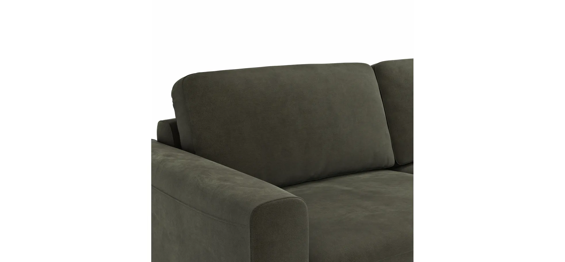 Ecksofa Oviedo - 1,5-Sitzer mit Longchair rechts inkl. Relaxfunktion (motorisch), Stoff, Braungrün