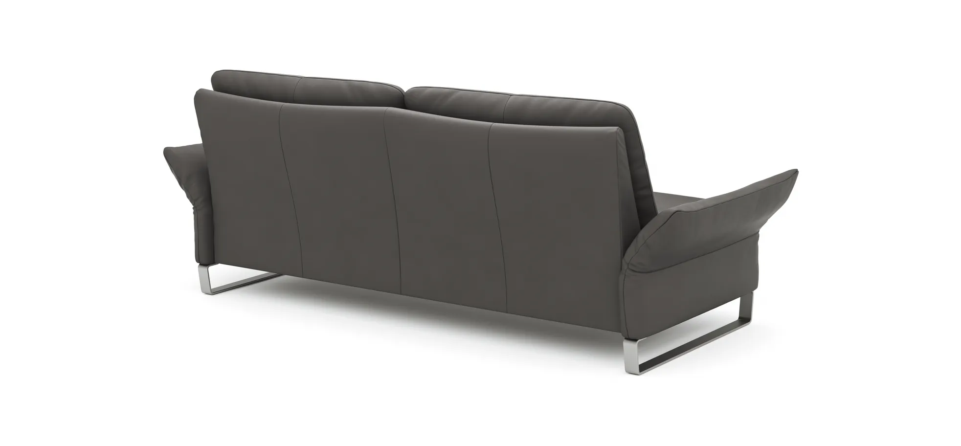 Sofa Tenero - 3-Sitzer inkl. Armlehne verstellbar, Leder, Anthrazit