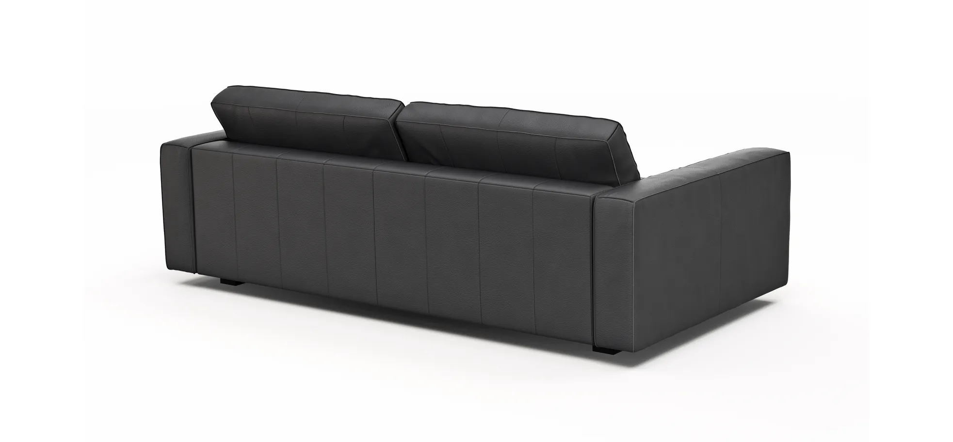 Sofa Aprino 2 - 3,5-Sitzer L, Dickleder, Schwarz, Armlehne Block schmal