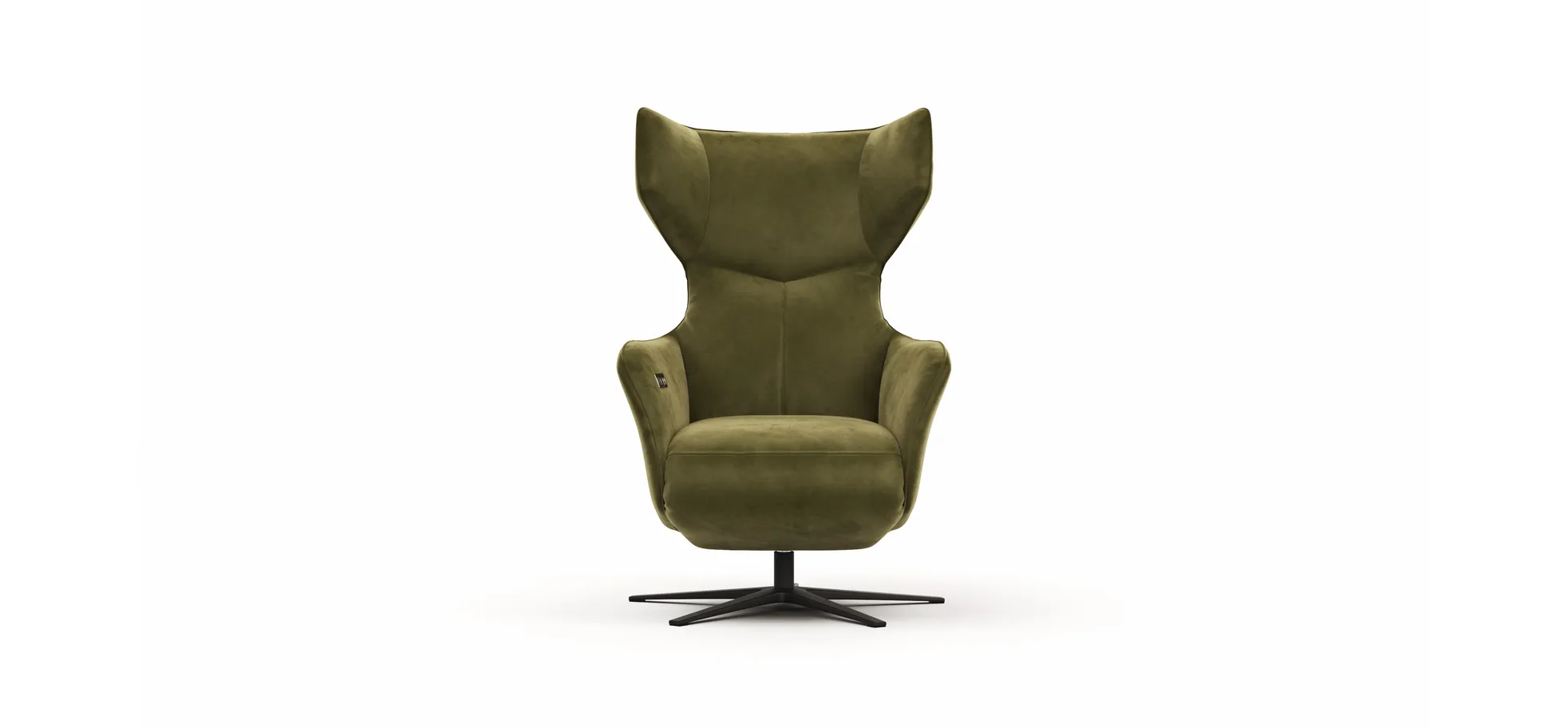 Sessel Noto Relax II - Rückenlehne und Fußteil verstellbar (motorisch), Velour, Schlammgrün