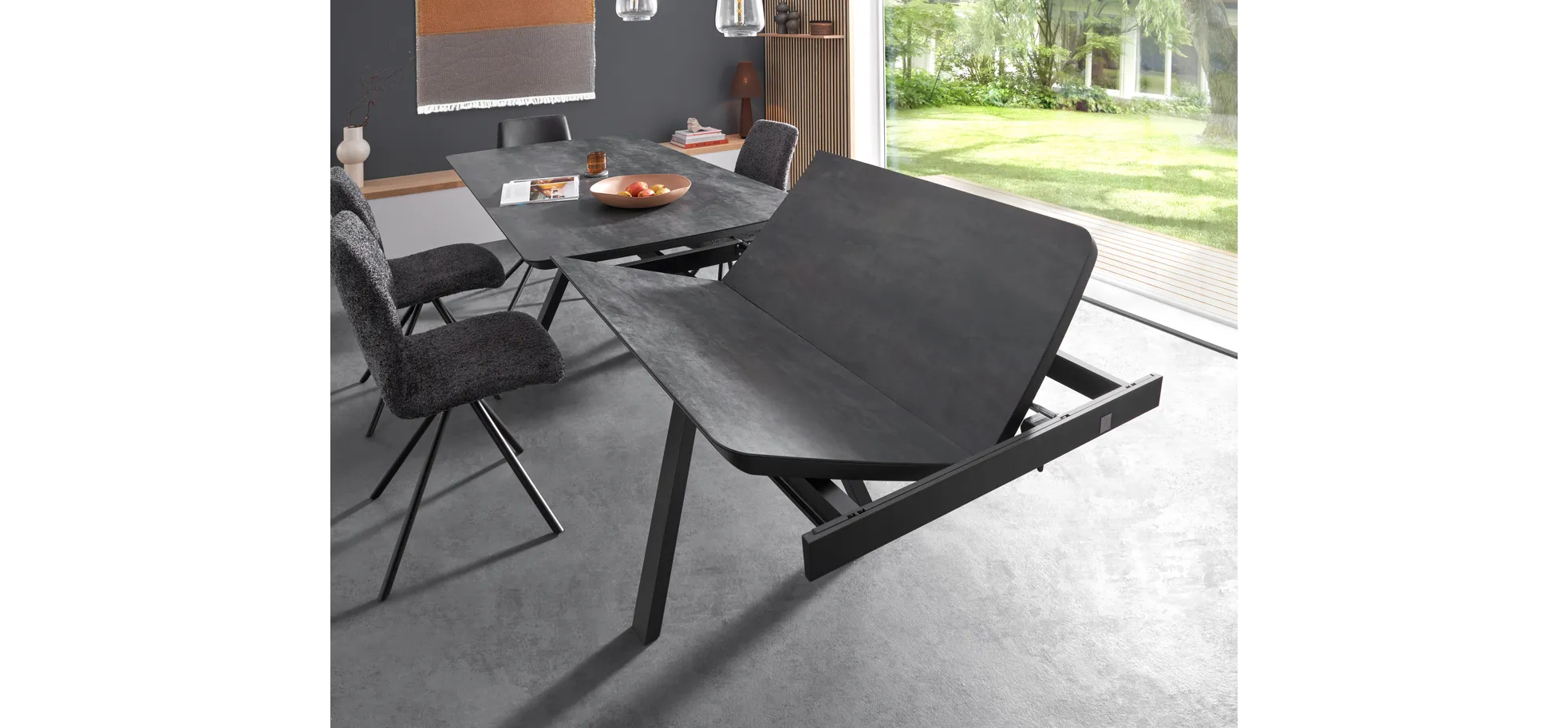 Esstisch Sedana - ausziehbar, LB ca. 200x100cm, Keramik, Schiefergrau