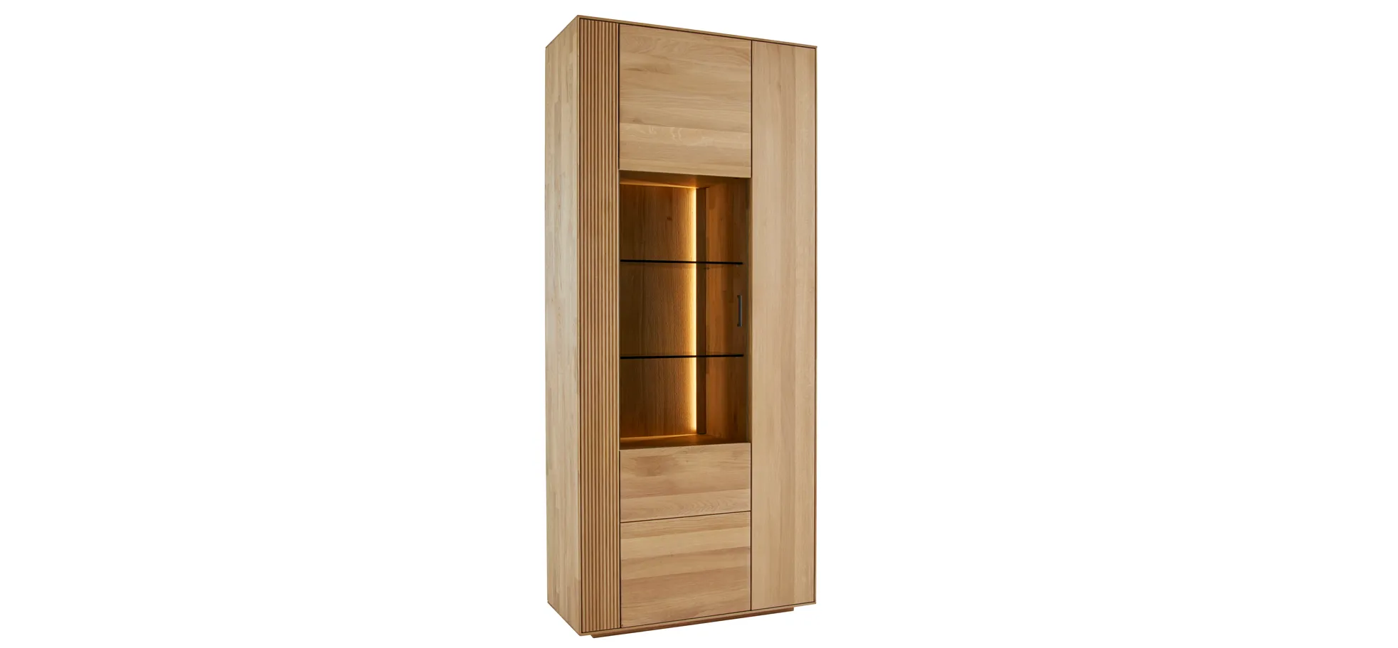 Vitrine Estana - inkl. Beleuchtung, Eiche massiv, legno 9152002