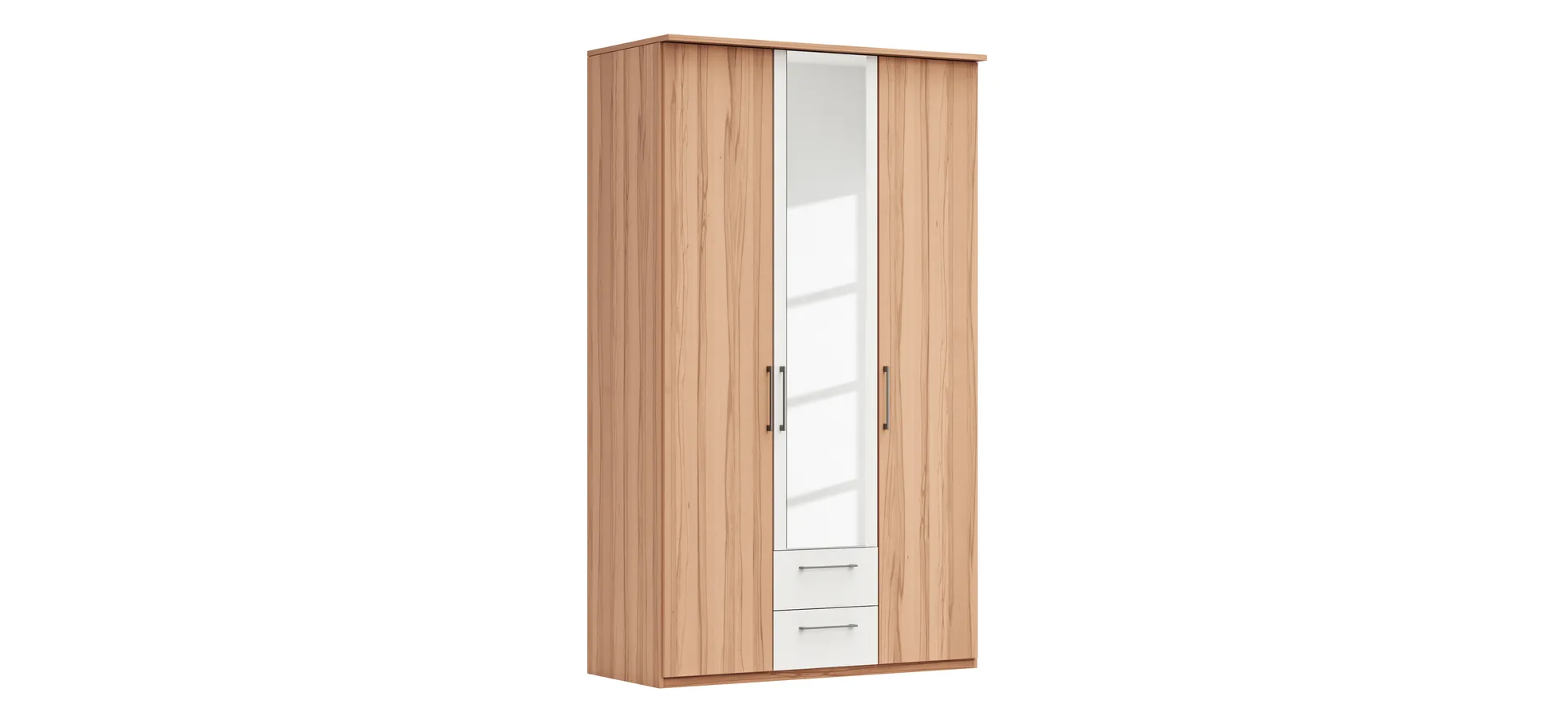 Drehtürenschrank Viana - B. ca. 136 cm, Furnier, Kernbuche, Weiß 106200