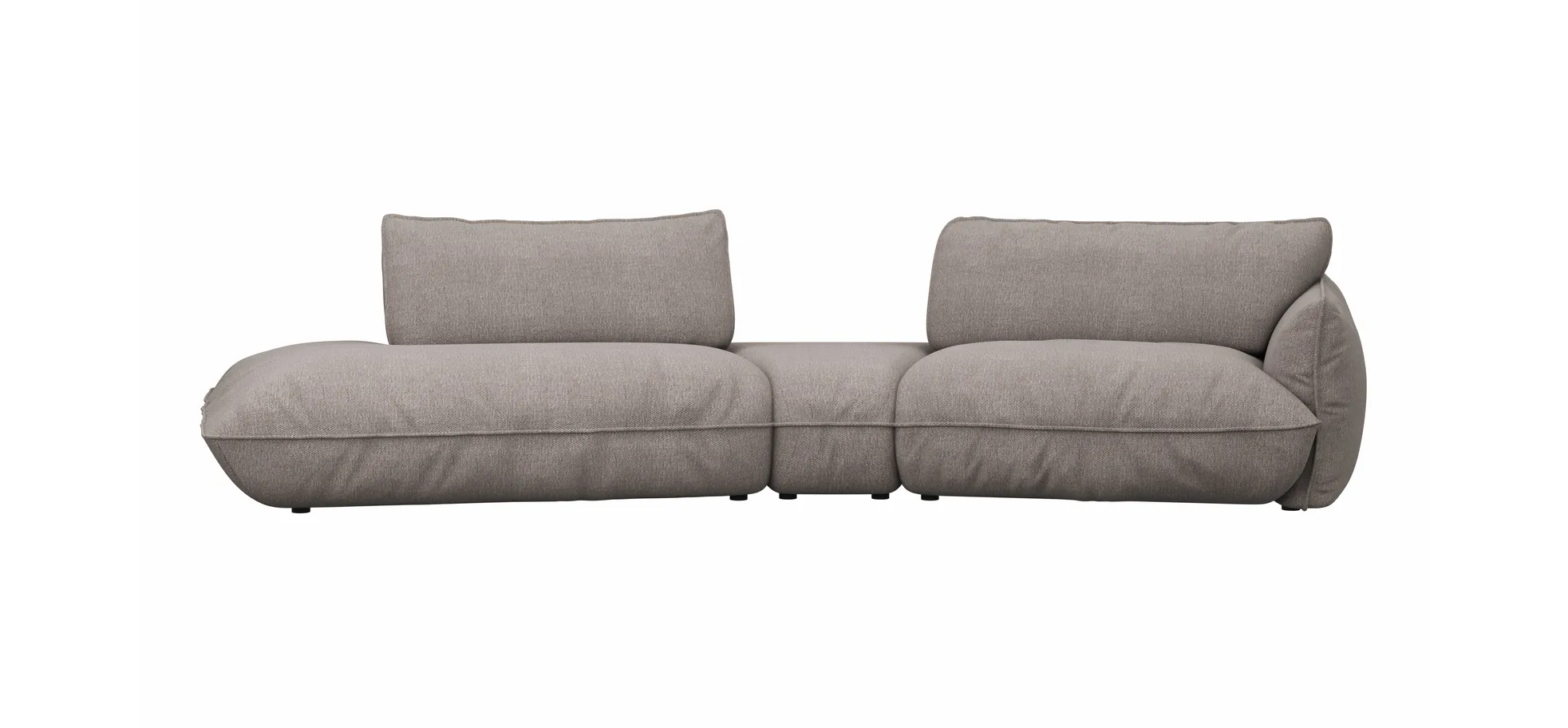 Trapezsofa Fluffy - 2-Sitzer mit Trapezelement und Abschlussteil inkl. Rückenlehne verstellbar, Stoff, Taupe 9159065