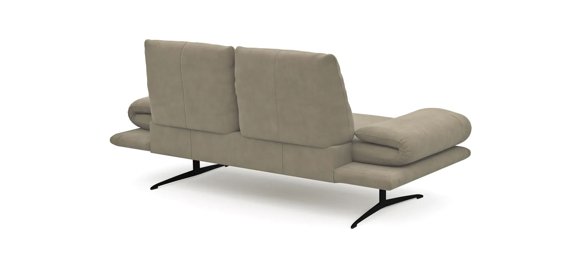 Sofa Lucero - 2,5-Sitzer inkl. Drehsitze und Armlehne/Rückenlehne und Sitztiefe verstellbar, Leder, Taupe 
