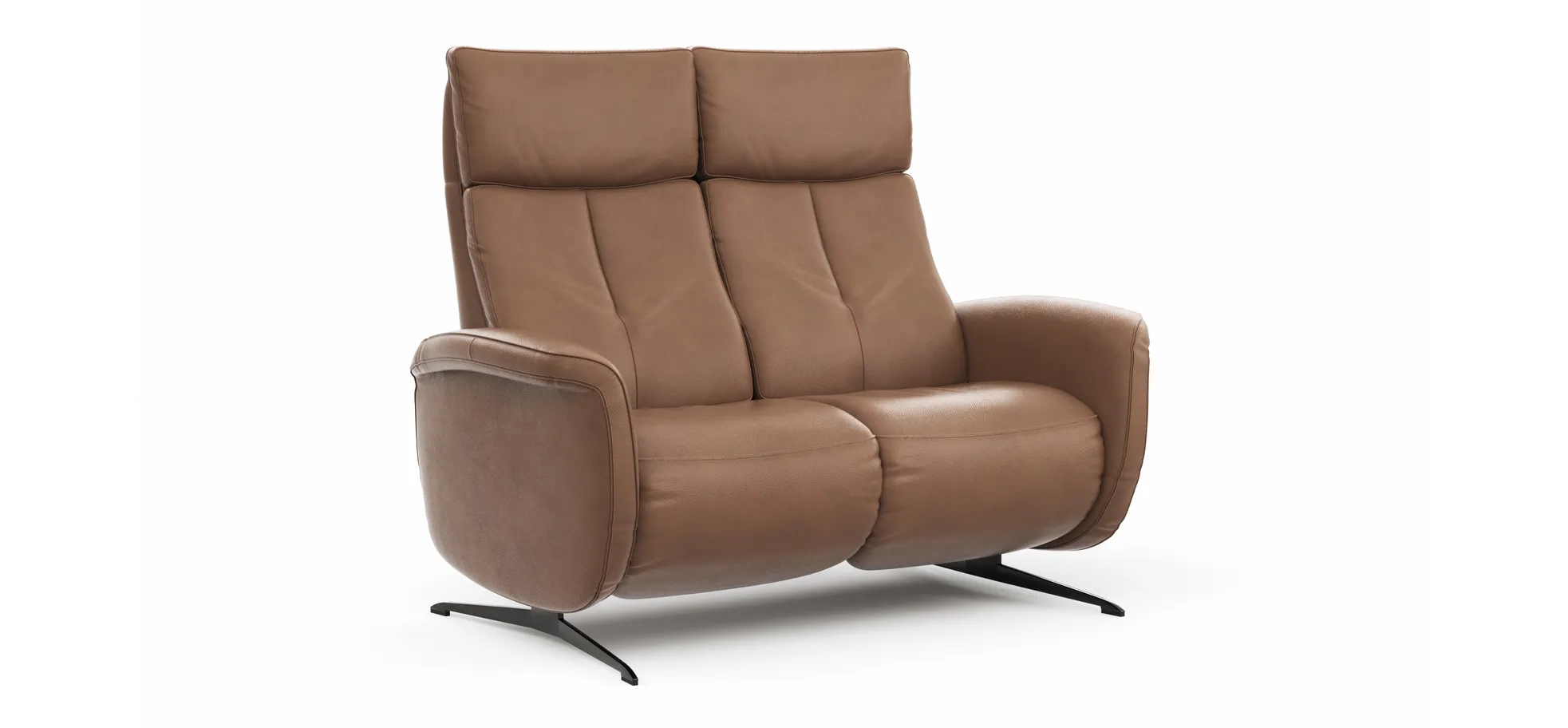 Sofa Sitz.Konzept Sofa - 2-Sitzer inkl. Kopfteilverstellung, Leder, Cognac