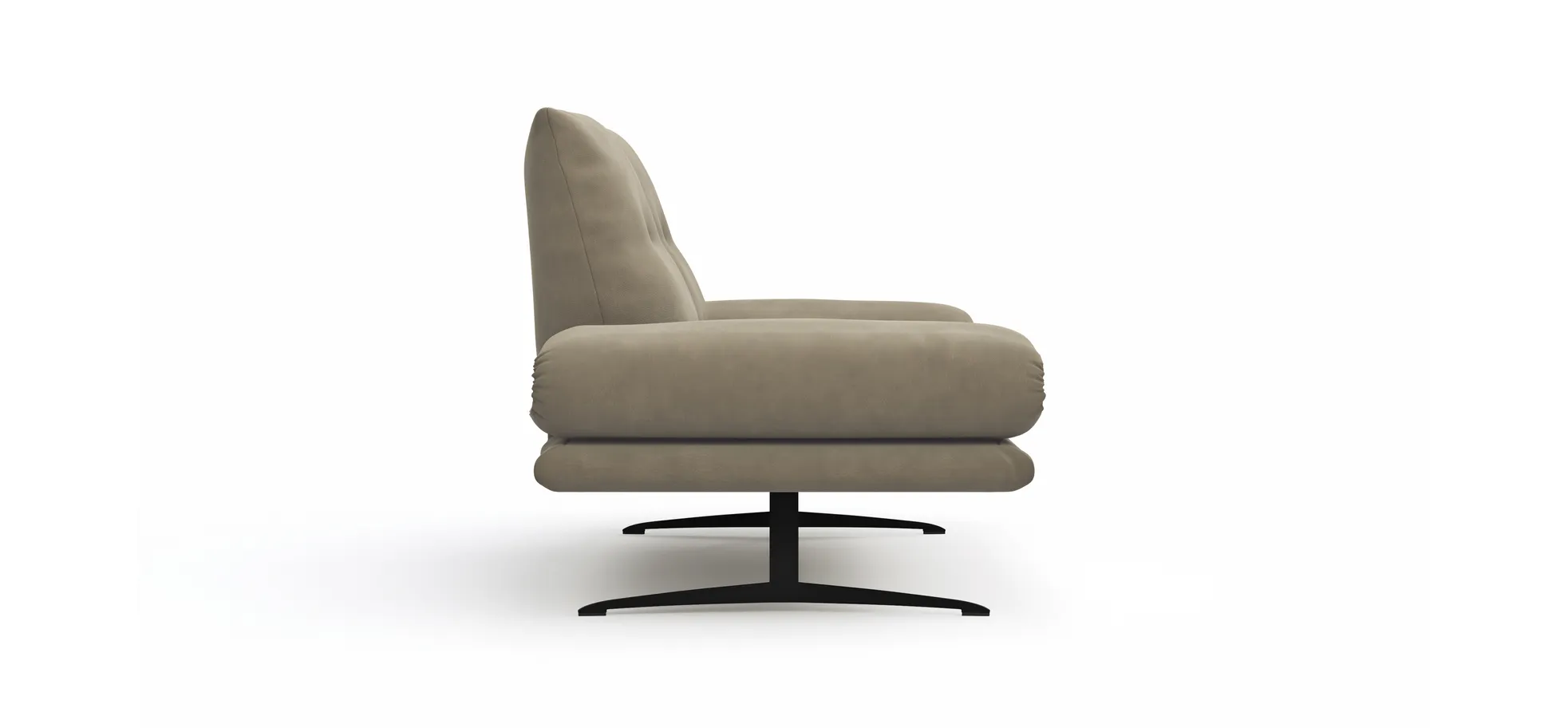 Sofa Lucero - 2,5-Sitzer inkl. Rückenlehne und Sitztiefe verstellbar, Leder, Taupe 
