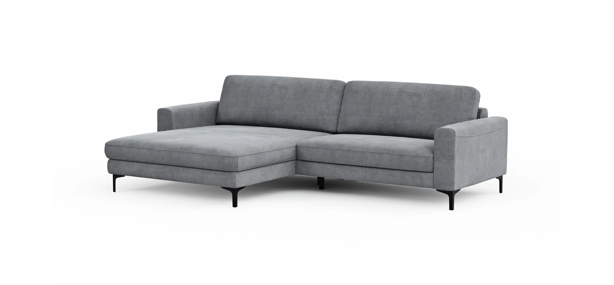 Ecksofa Oviedo - Longchair links mit 1,5-Sitzer, Stoff, Grau