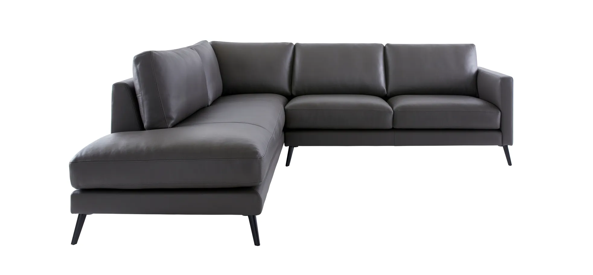 Ecksofa Cuneo Klassik - Ecke links, 2-Sitzer, Leder Steingrau 3028680