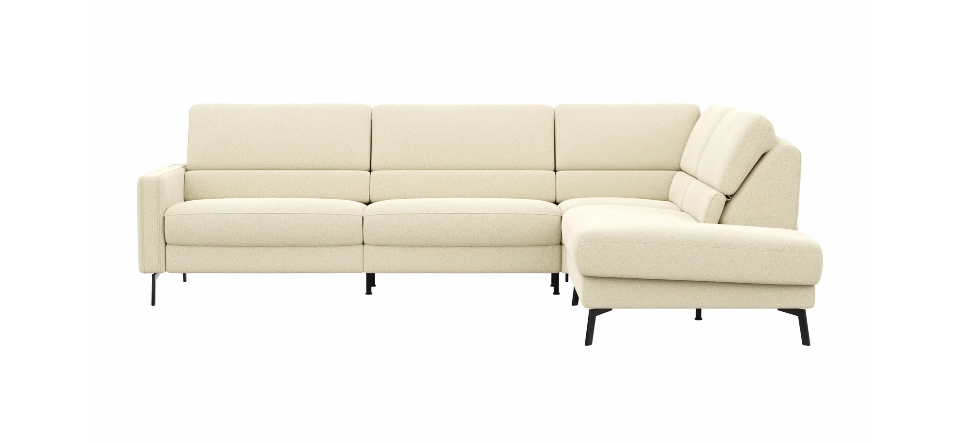 Ecksofa Valera - 3-Sitzer mit Ecke rechts inkl. Rückenlehne verstellbar, Stoff, Natur 145959