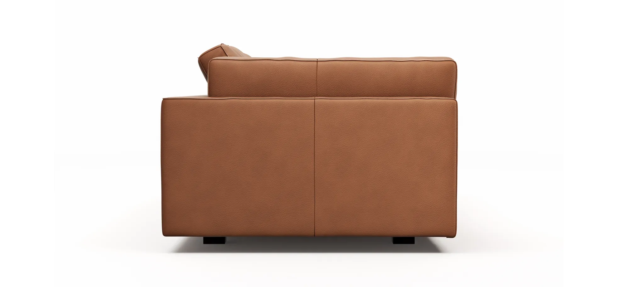 Sofa Aprino 3 - 3,5-Sitzer L, Dickleder, Cognac, Armlehne Kissen