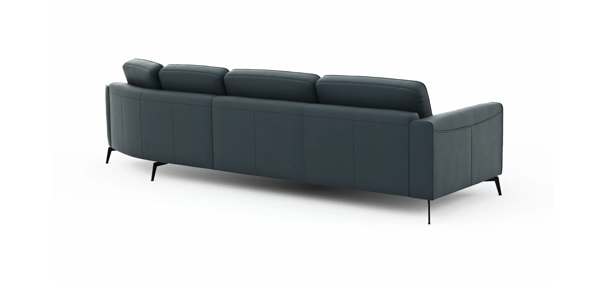 Ecksofa Oviedo - 2-Sitzer mit Ecke rechts, Leder, Dunkelblau