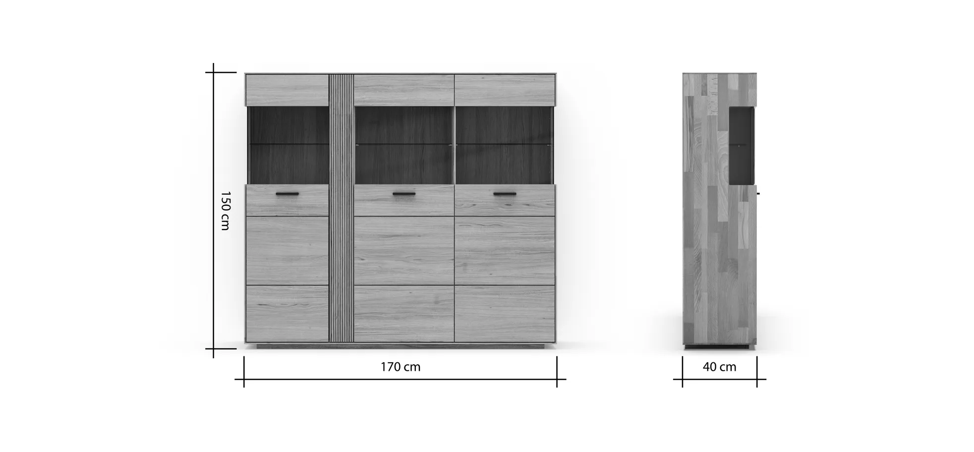 Highboard Estana - Eiche massiv, legno