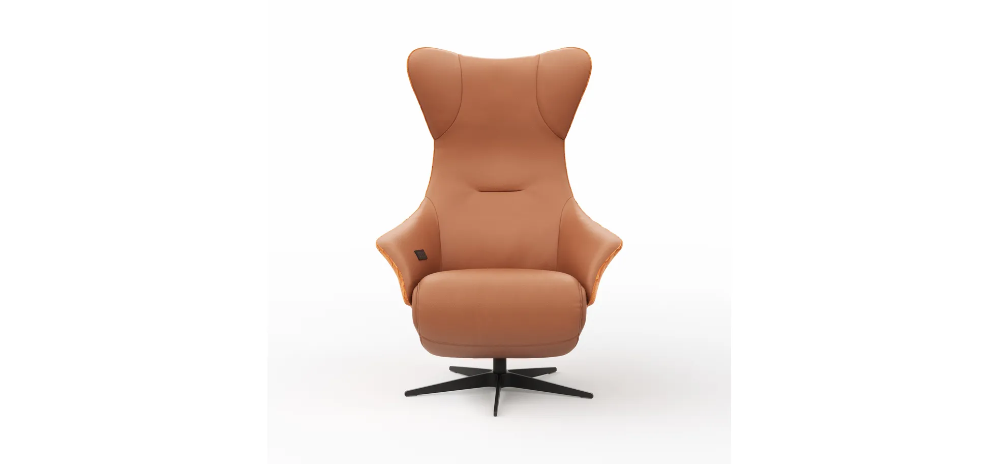 Relaxsessel Follina - Relaxfunktion (motorisch), Leder, Stoff, Cognac