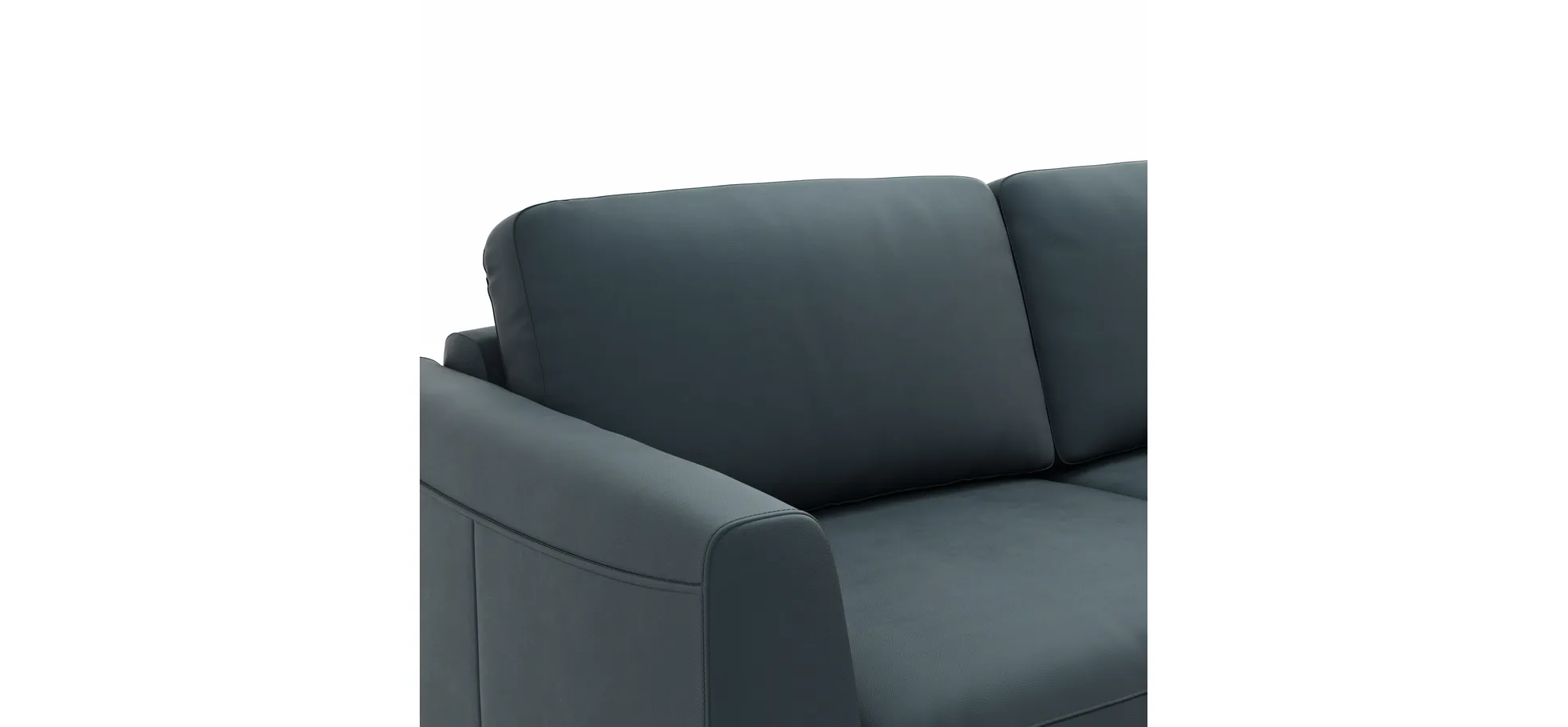 Ecksofa Oviedo - 2-Sitzer mit Ecke rechts, Leder, Dunkelblau