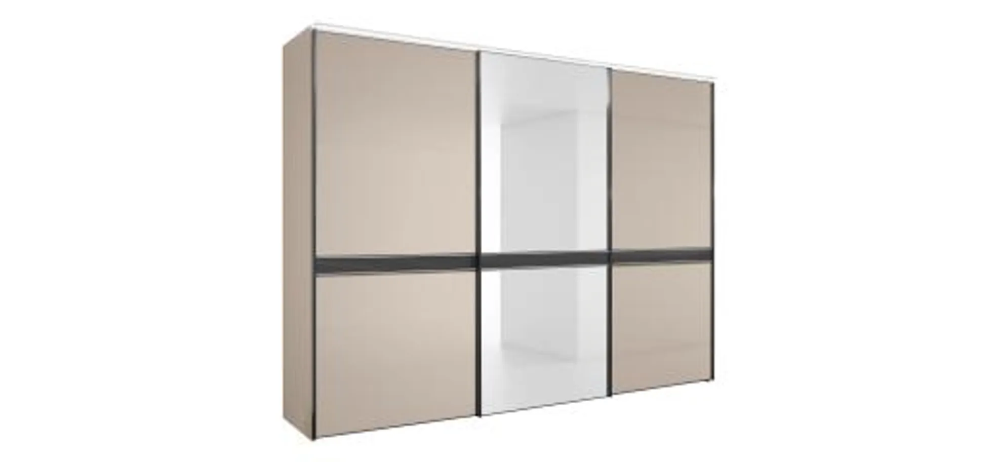 Schwebetürenschrank - B. ca. 298 cm, Sandglas, Kristallspiegel
