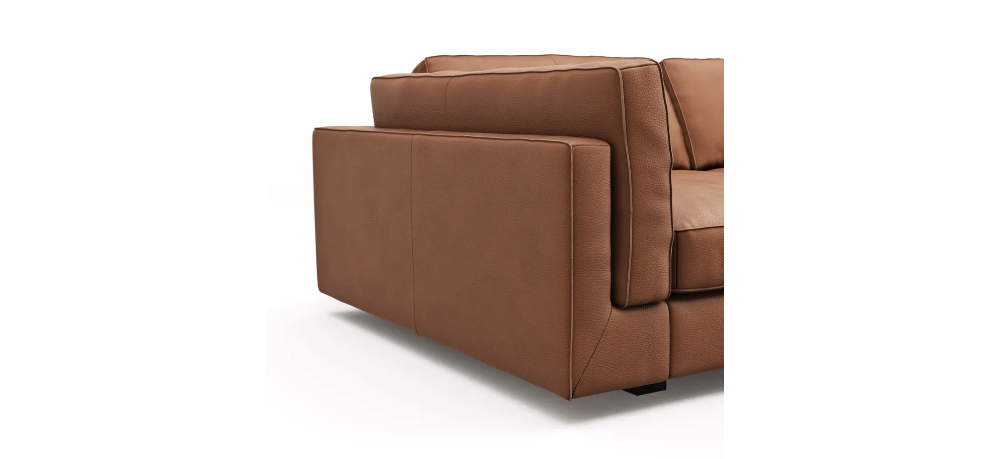 Sofa Aprino 3 - 3,5-Sitzer XXL, Dickleder, Cognac, Armlehne Kissen
