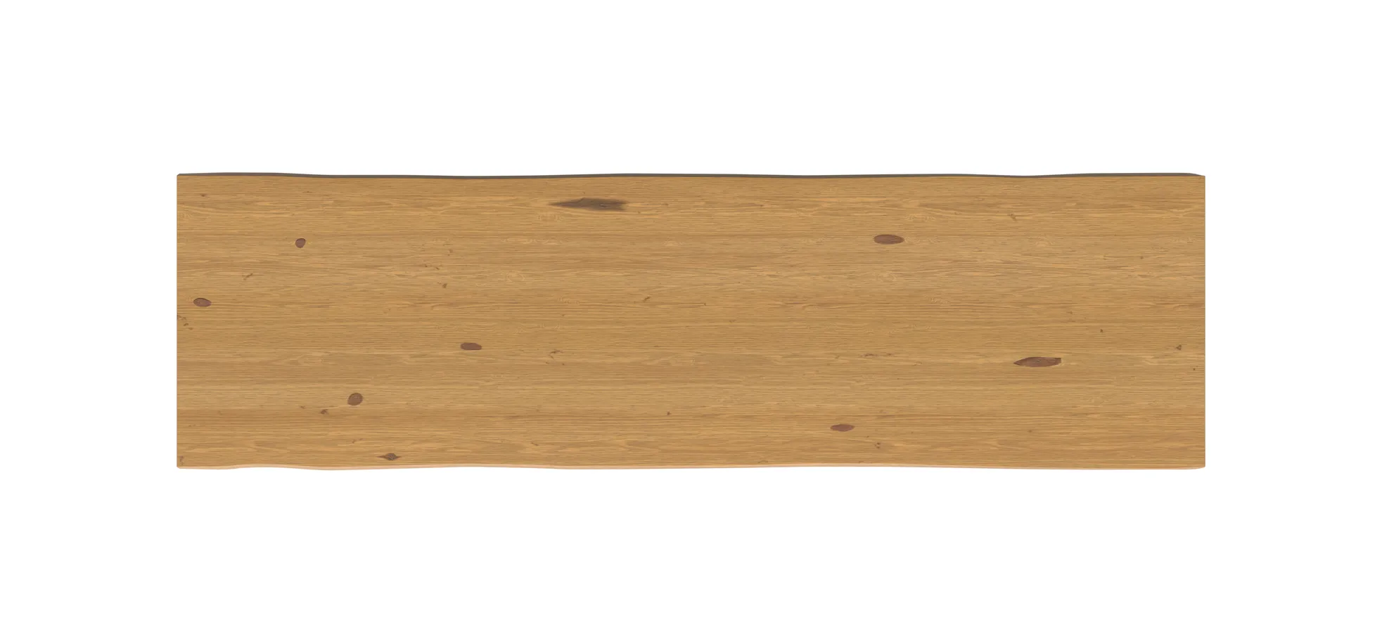Esstisch 3100 - LB ca. 350x100 cm, Asteiche massiv, Waldkante, Kreuzfuß, Schwarz