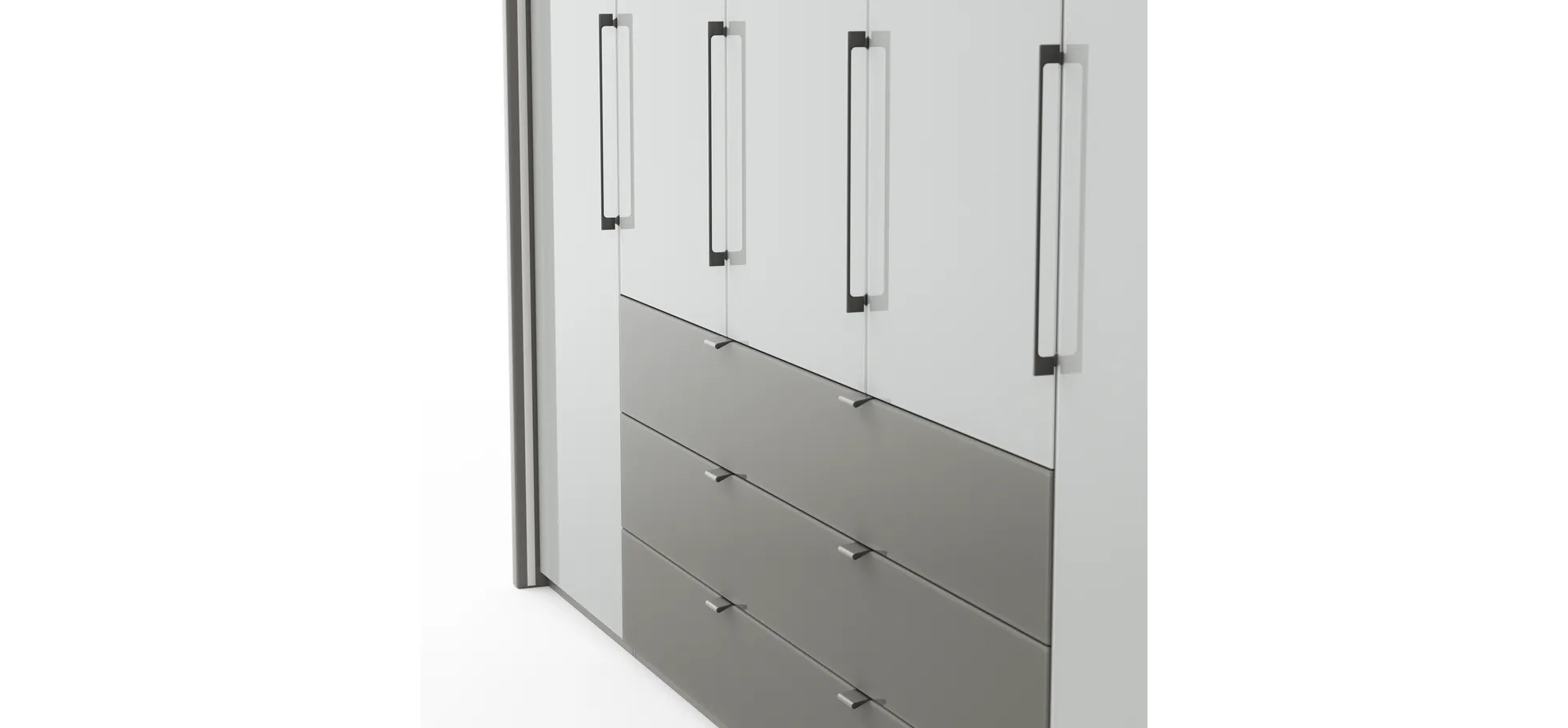 Drehtürenschrank Marbella - B. ca. 257cm, Korpus, Front Glas, Weiß
