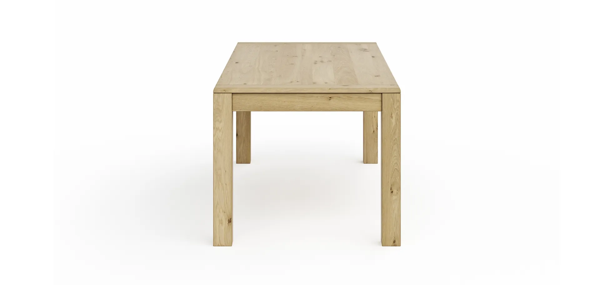 Esstisch Amora - ausziehbar, LB ca. 180x90 cm, Wildeiche massiv bianco