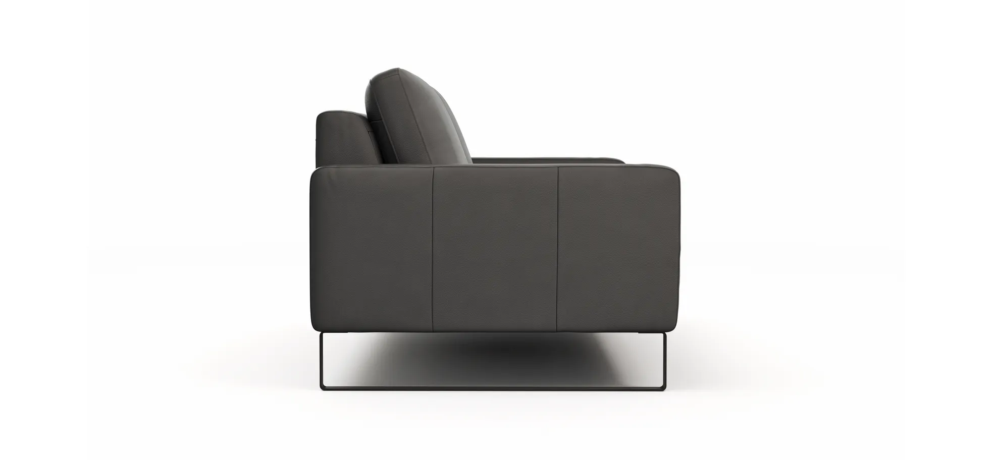 Sofa Enna - 3,5-Sitzer, Leder, Anthrazit