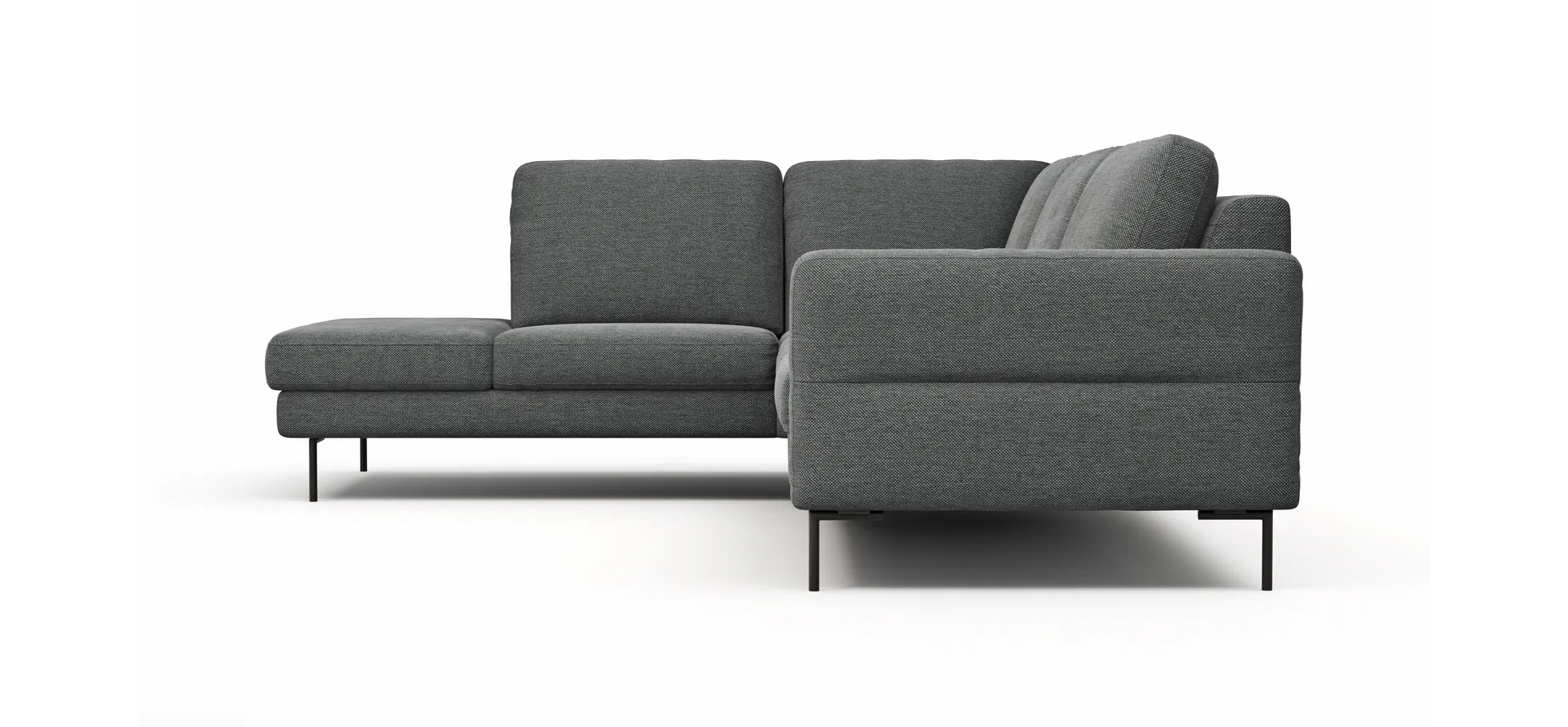 Ecksofa  Enna - Ecke links, 3-Sitzer, Sitzvorzug (motorisch), Stoff, Anthrazit