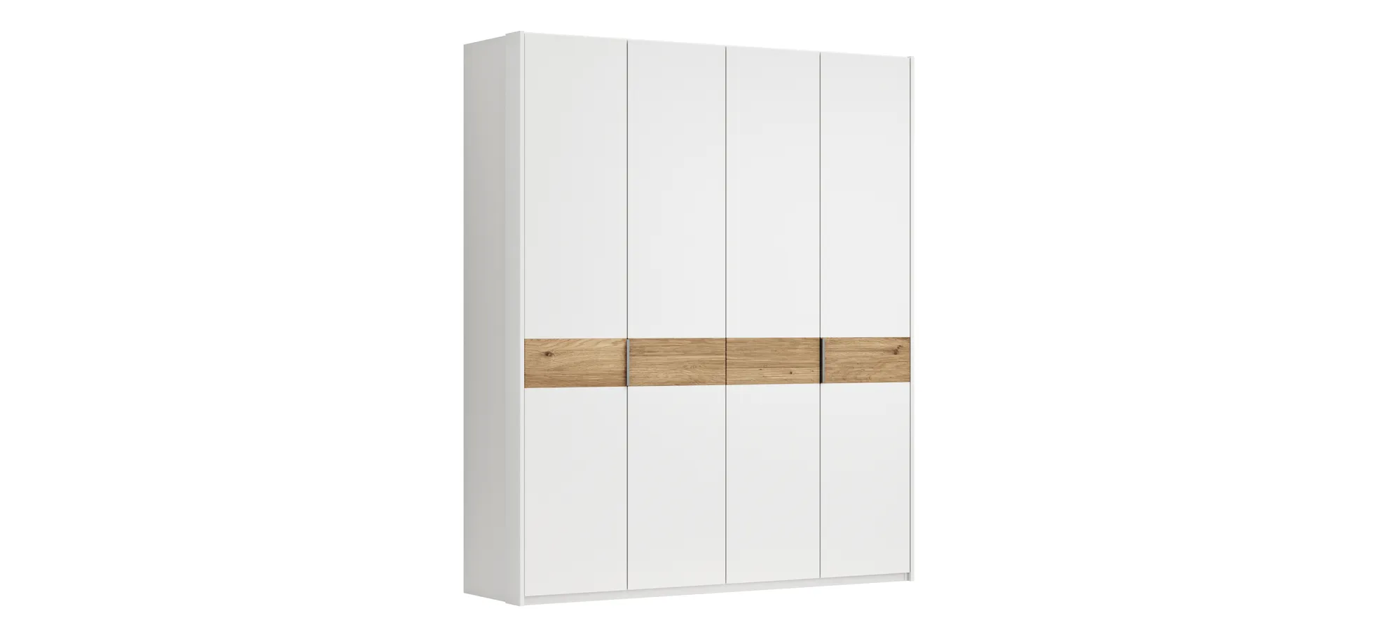 Drehtürenschrank Viana - B ca. 204 cm, Lack, Weiß, Riffholz, Wildeiche 120111